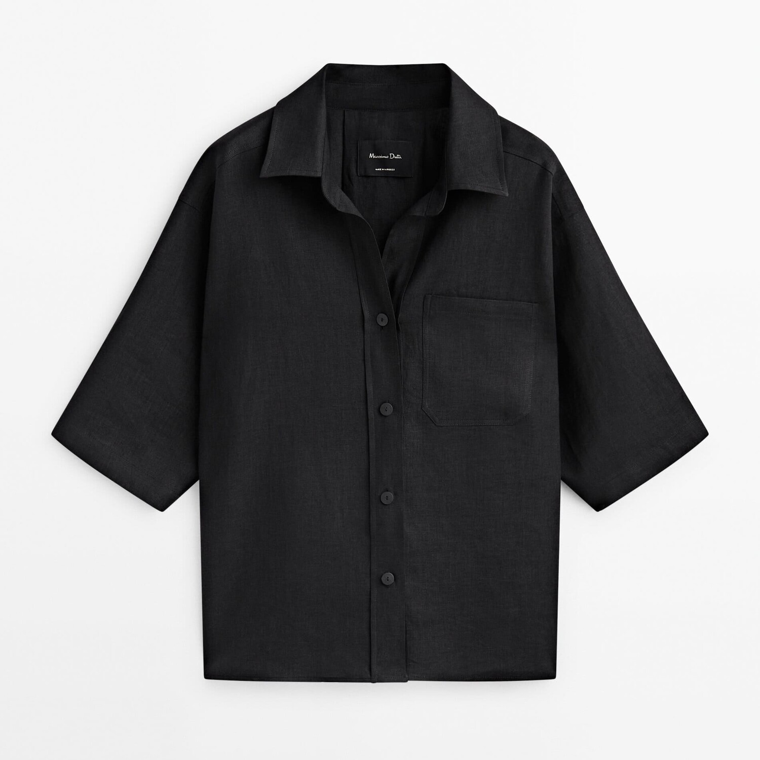 

Льняная рубашка со складкой сзади Massimo Dutti, черный
