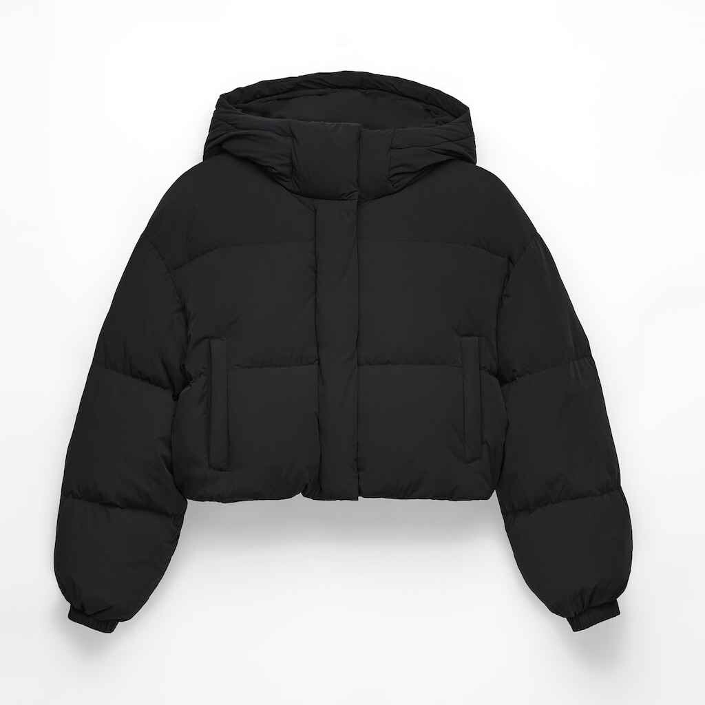 

Куртка Oysho Water-repellent Feather Padded Crop, черный