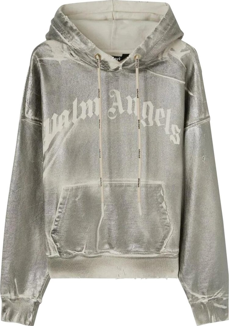 Худи Palm Angels Metallic Hoodie 'Grey/White', серый - фото