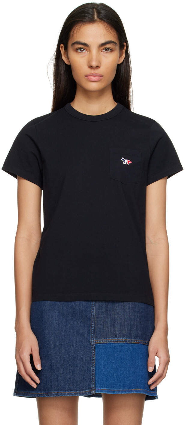

Черная футболка Tricolor Fox Maison Kitsuné