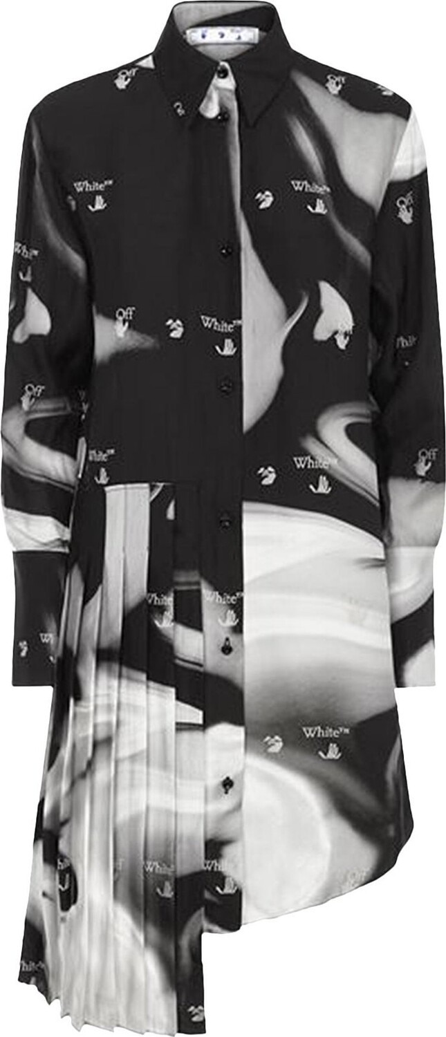 

Рубашка Off-White Liquid Melt Plisse Shirt Dress 'Black/Grey', черный