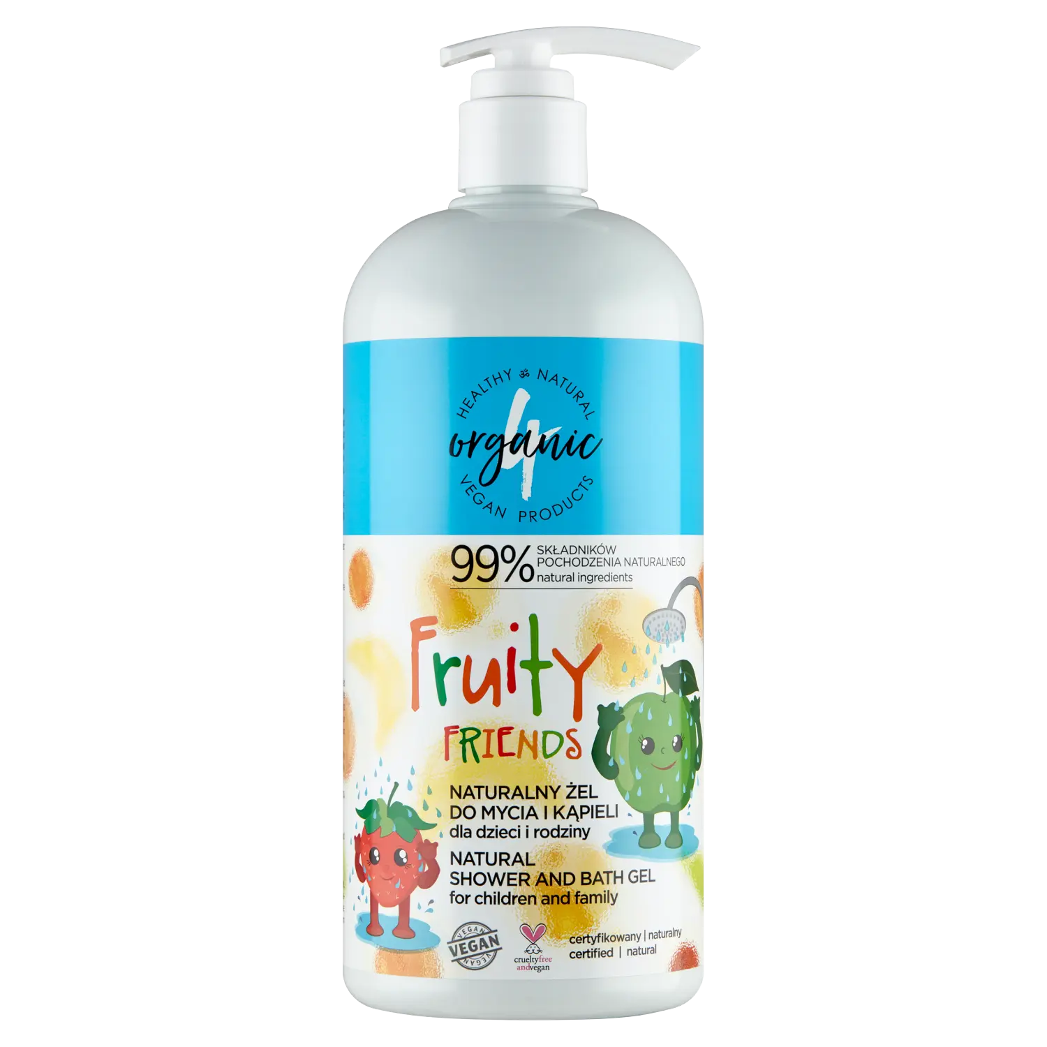 

4Organic Fruity гель для душа для детей, 1000 мл