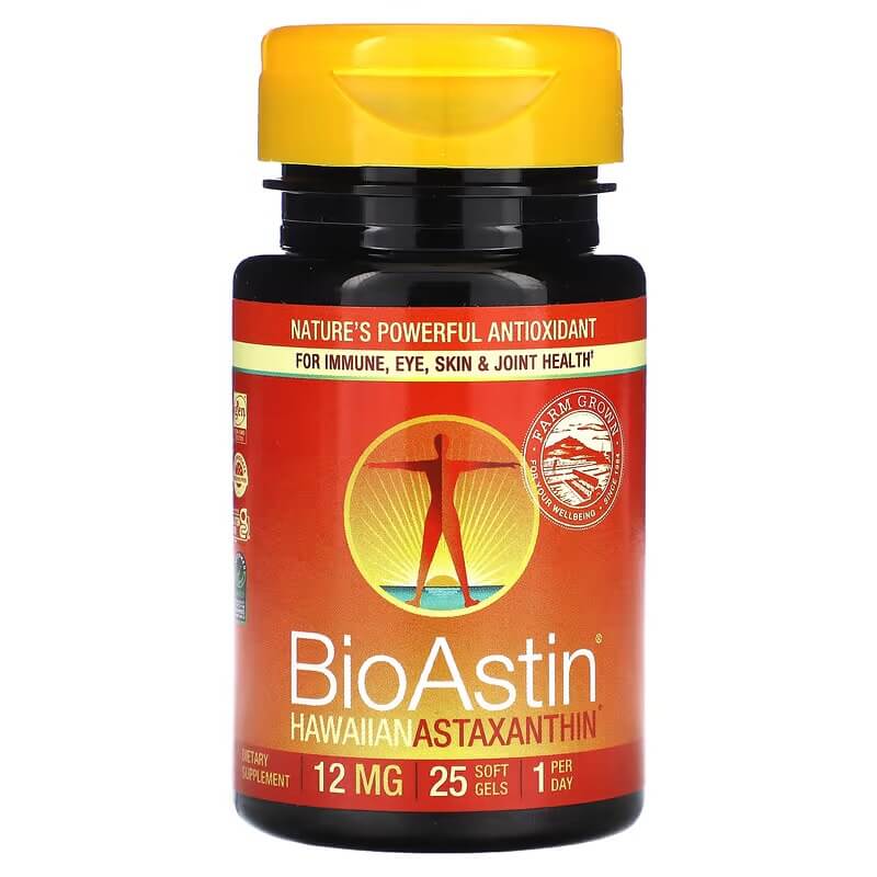 Гавайский астаксантин Nutrex Hawaii BioAstin 12 мг, 25 капсул биологически активная добавка для здоровья суставов геладринк фаст экстра со вкусом черной смородины 420 гр