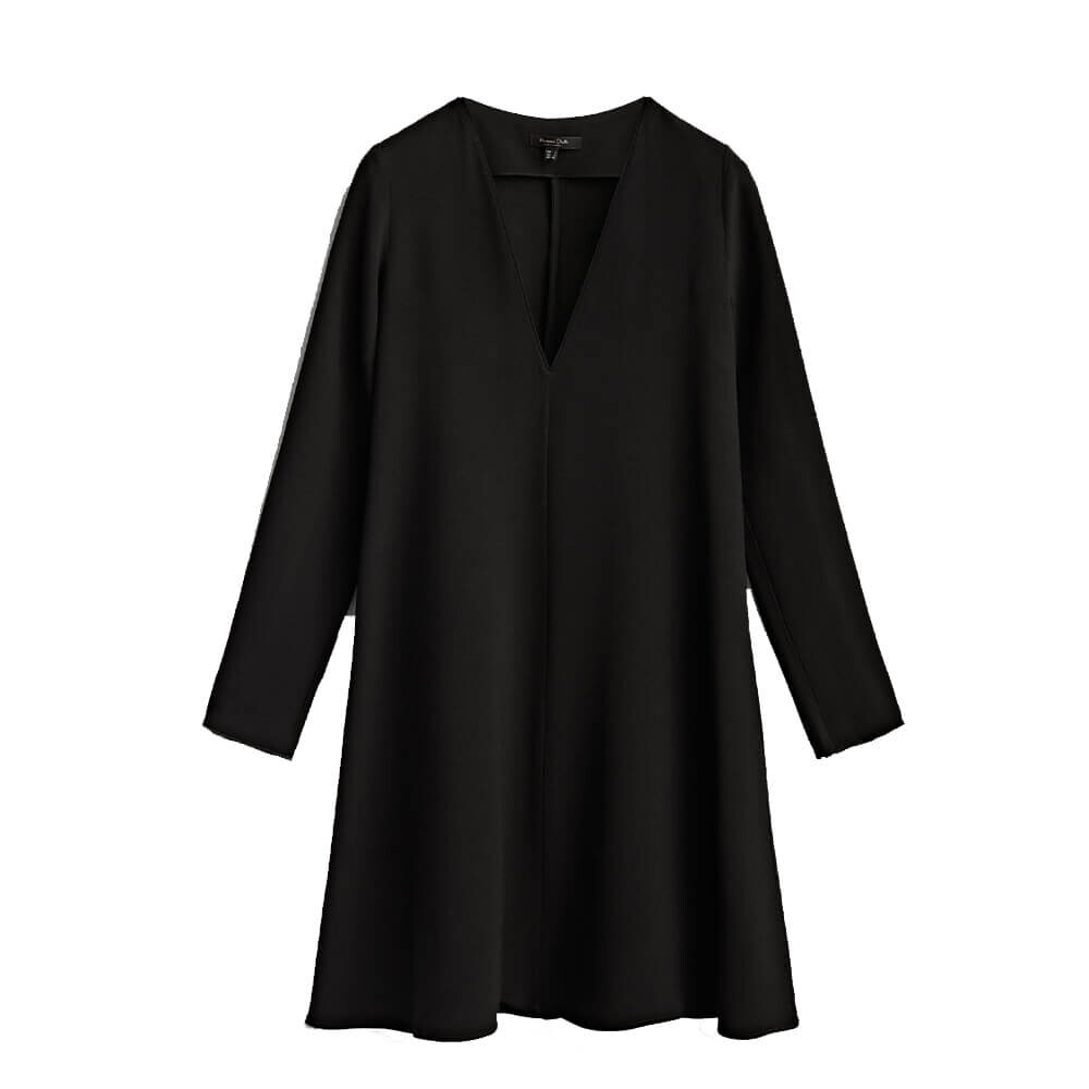 

Платье Massimo Dutti А-силуэта с V-образным вырезом, чёрный