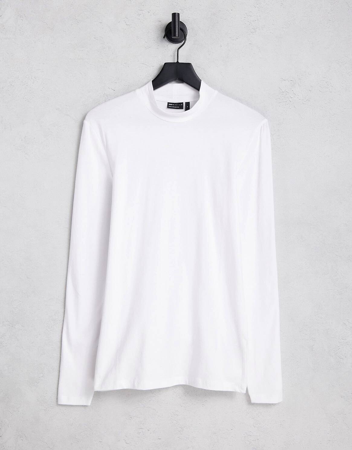 

Белая водолазка из джерси с длинными рукавами ASOS DESIGN