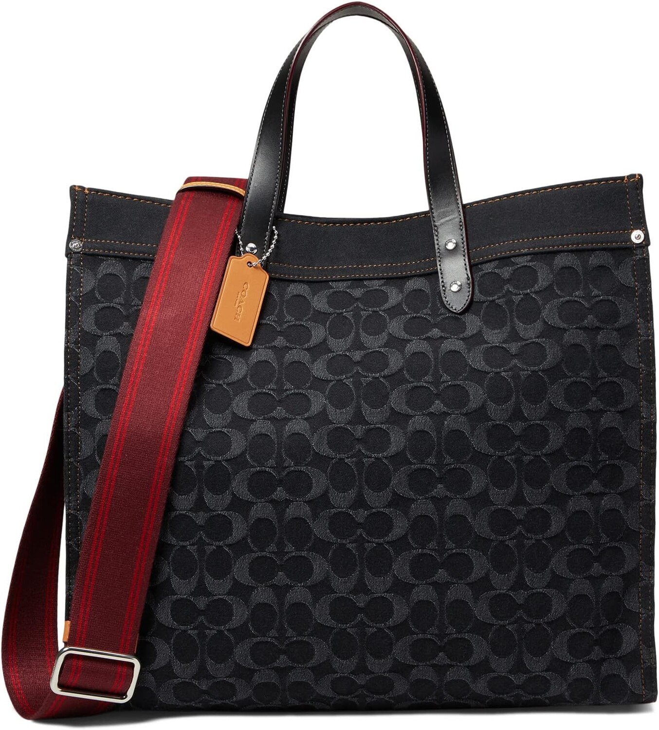 

Полевая сумка-тоут 40 из фирменного денима COACH, цвет Black Denim