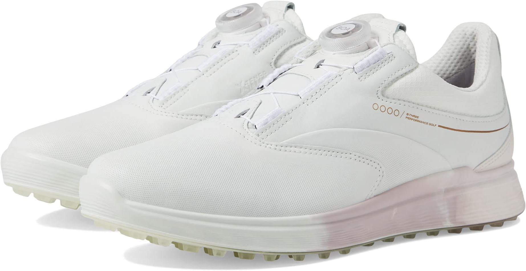Кроссовки S-Three Boa GORE-TEX Waterproof Golf Hybrid Golf Shoes ECCO, цвет White/Delicacy/White Steer Leather/Steer Leather/Textile