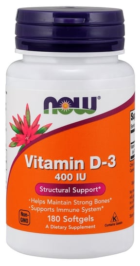 NOW Foods - Витамин D3, 400 МЕ, 180 мягких капсул Inna marka