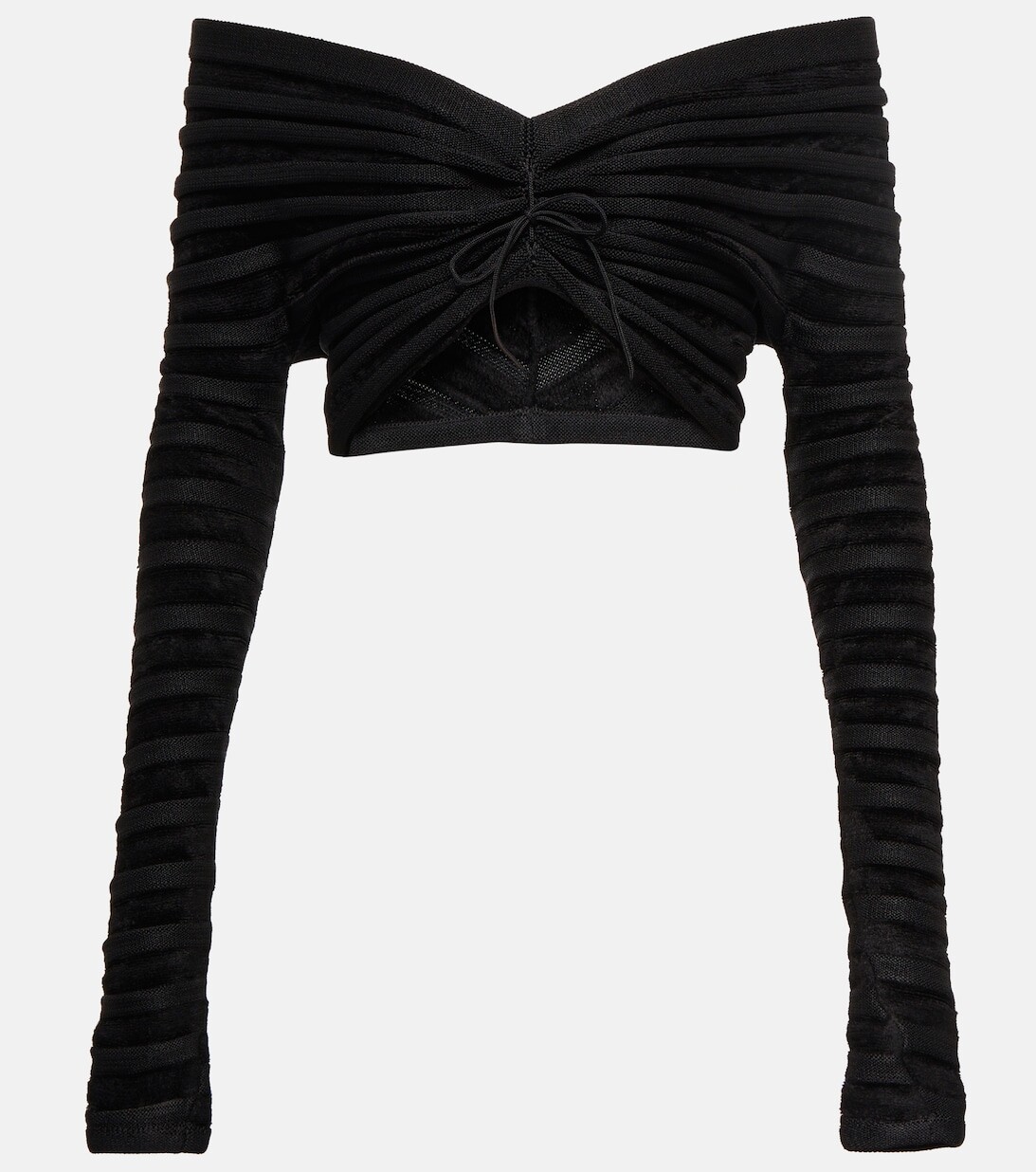 

Укороченный топ с рюшами Alaïa, черный
