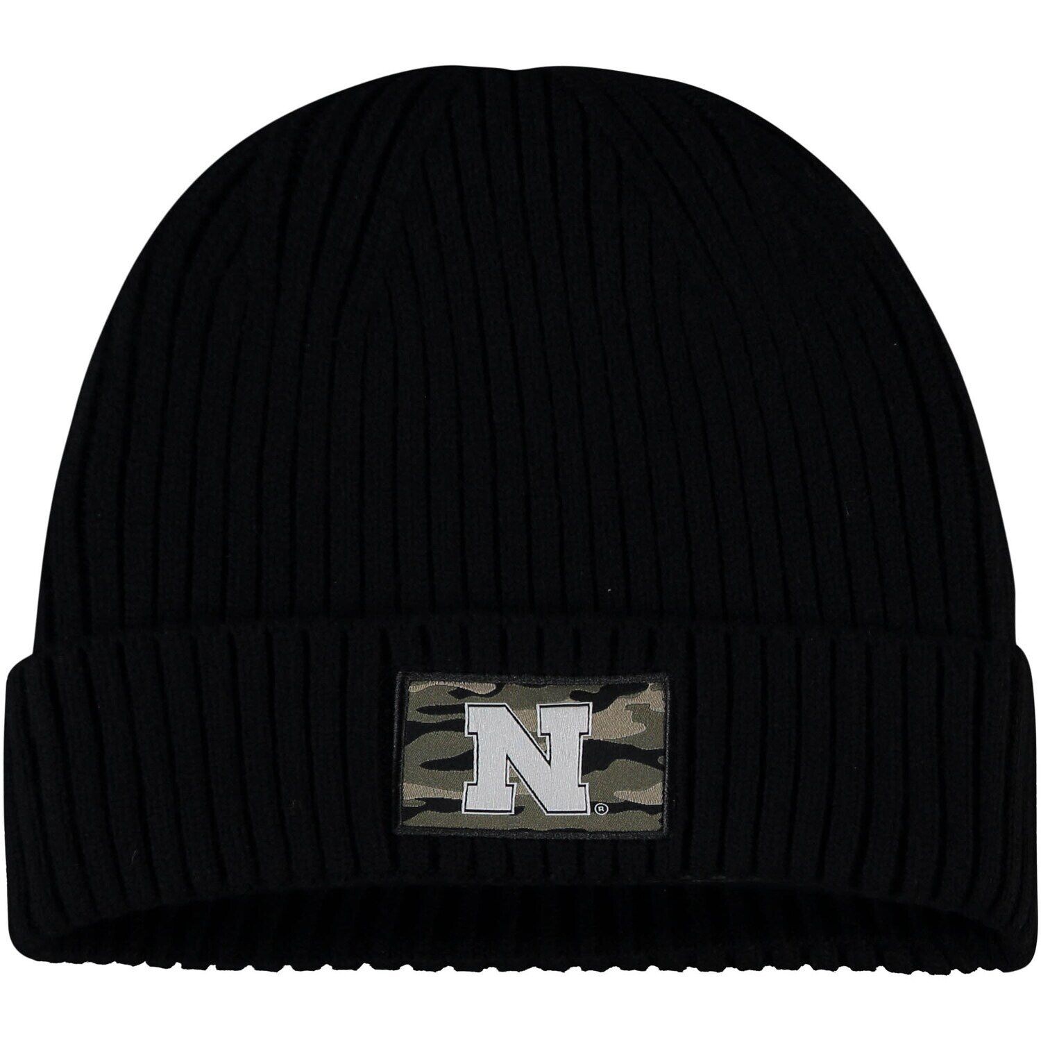 

Мужская вязаная шапка с манжетами в стиле милитари adidas Black Nebraska Huskers