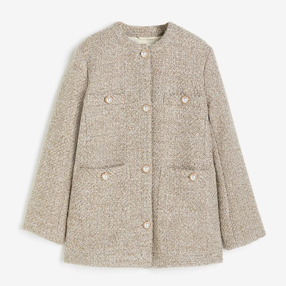 

Пиджак H&M Textured-weave, бежевый