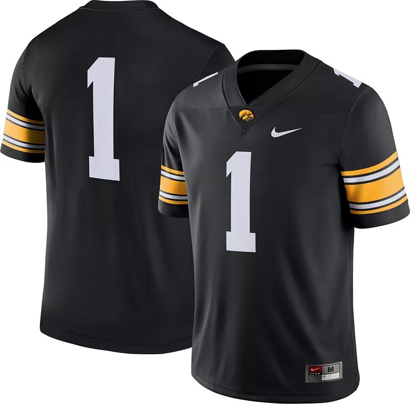 

Мужское футбольное джерси Nike Iowa Hawkeyes #1 черного цвета Dri-FIT Game