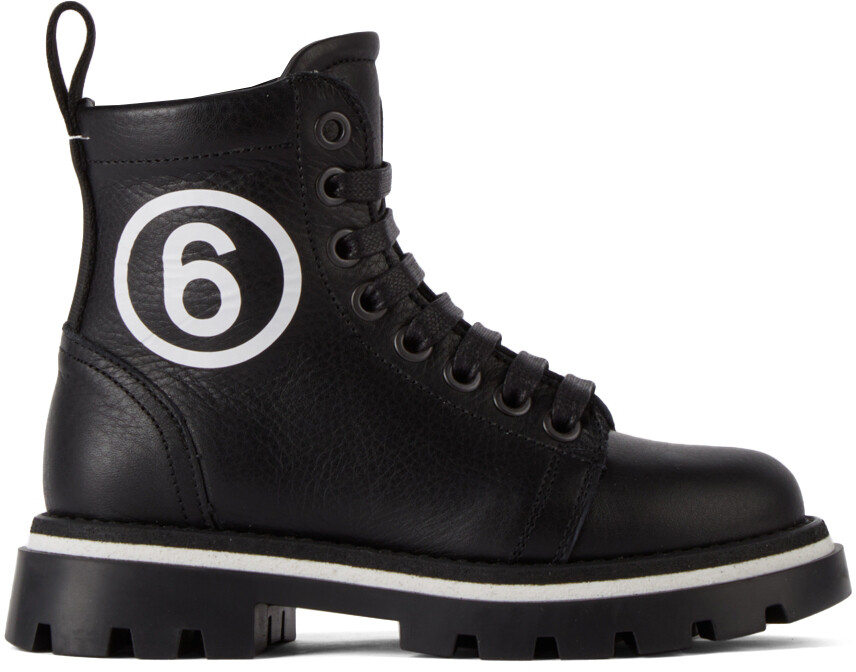 

Детские черные ботинки с логотипом MM6 Maison Margiela