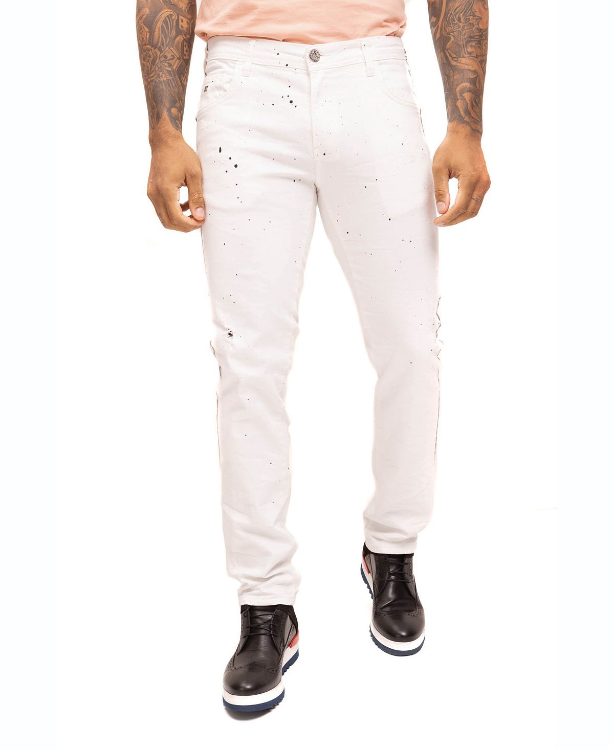 цена Мужские современные джинсы в полоску с брызгами RON TOMSON, белый