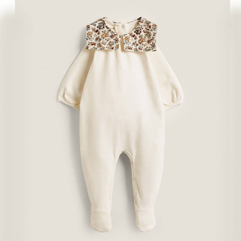 

Комбинезон для новорожденных Zara Home Floral Print Fabric With Collar Detail