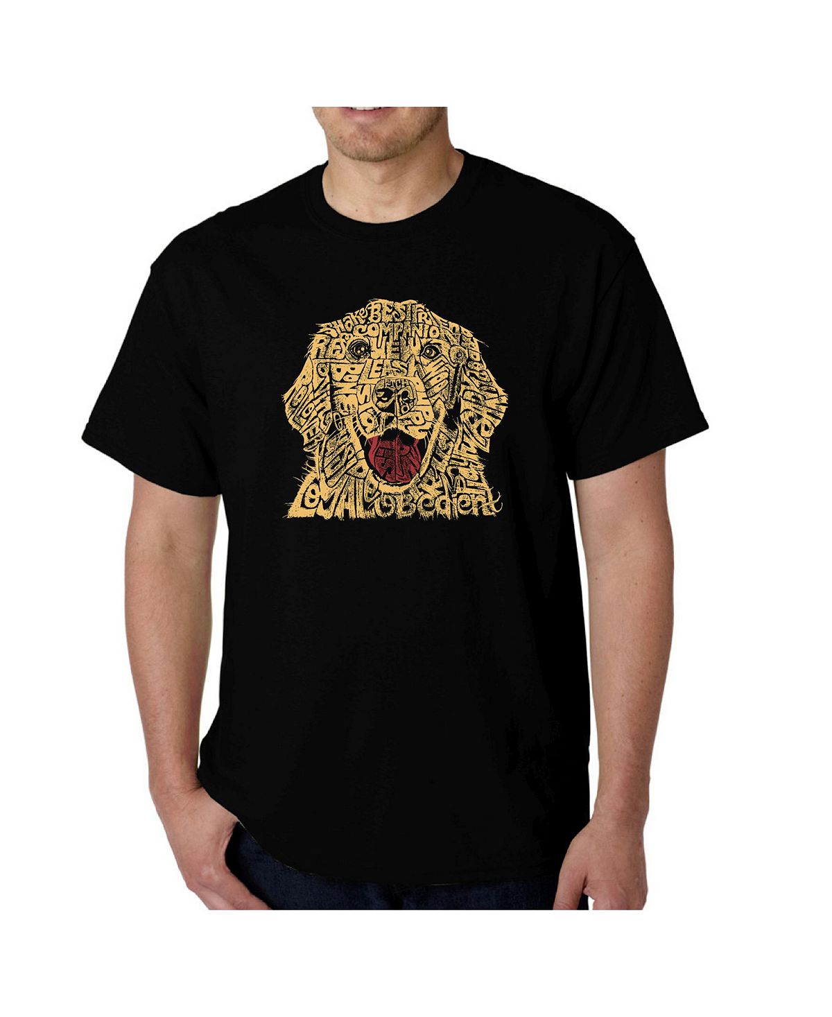 Мужская футболка word art - собака LA Pop Art, черный
