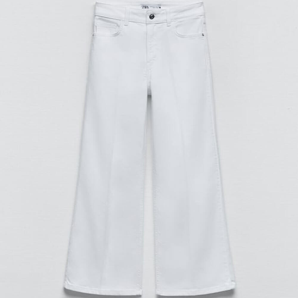 

Джинсы женские с высокой посадкой Zara Straight Cropped, белый