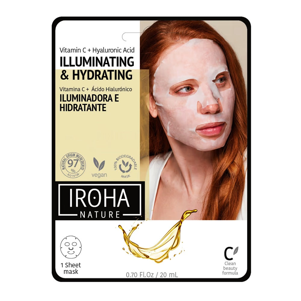 IROHA nature Illuminating & Hydrating Tissue Face Mask Осветляющая и увлажняющая тканевая маска с витамином С и гиалуроновой кислотой 20мл