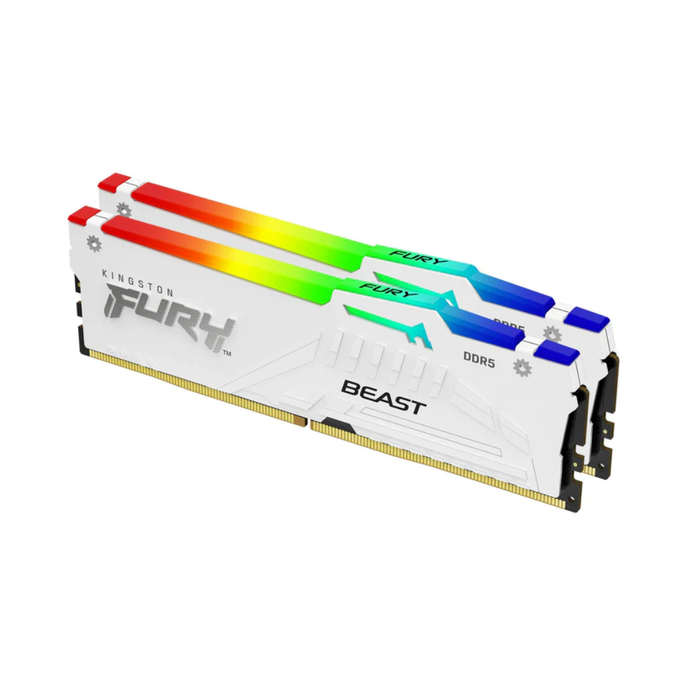 Оперативная память Kingston Fury Beast RGB, 32 Гб DDR5 (2x16 Гб), 6000 МГц, KF560C40BWAK2-32, белый