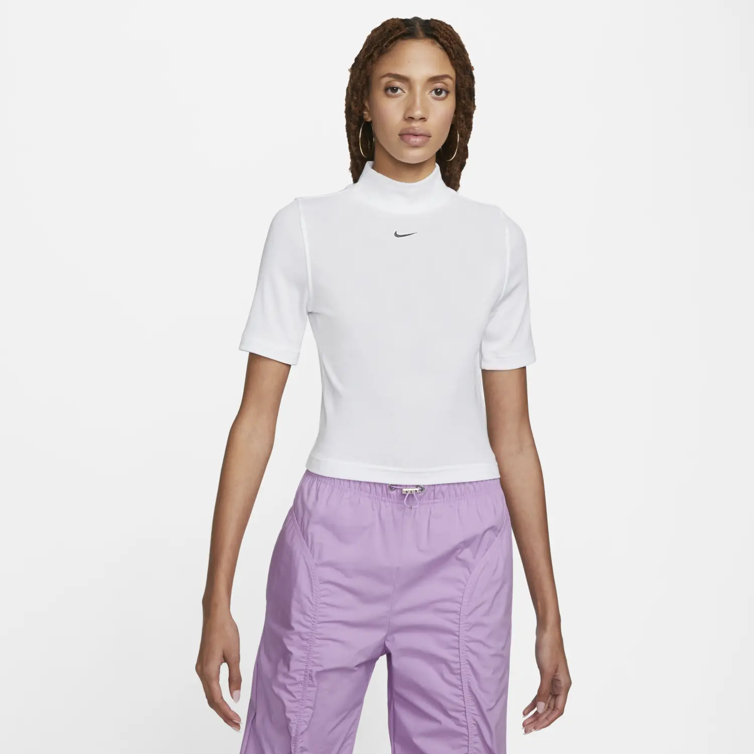 

Водолазка Nike Sportswear Basics Short Sleeve Ribbed Women's, белый/черный