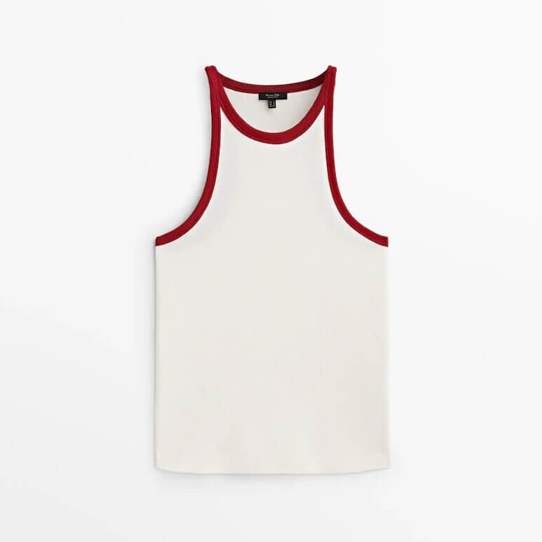 

Майка Massimo Dutti Contrast Sleeveless, светло-бежевый