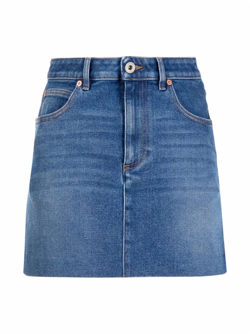 светлая джинсовая мини юбка tommy jeans с логотипом по всей поверхности Джинсовая мини-юбка Valentino