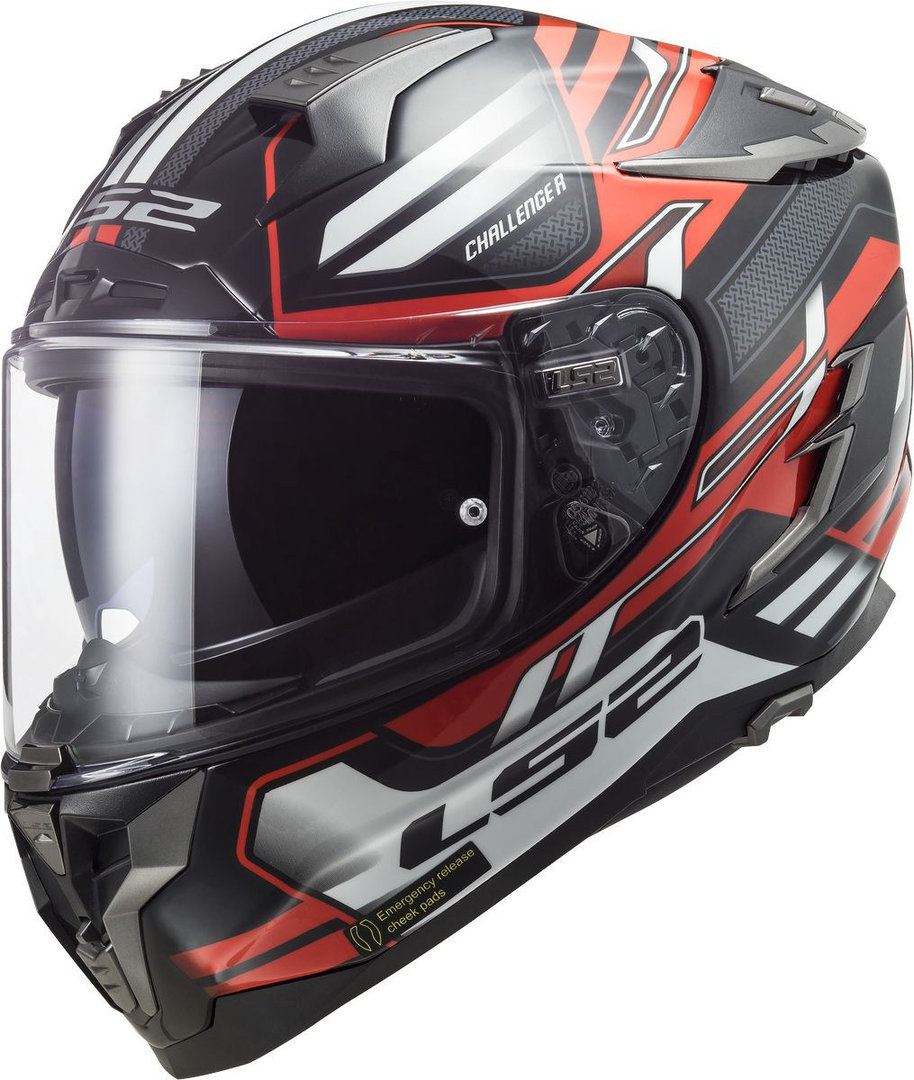 LS2 FF327 Challenger Spin Шлем, черный/красный