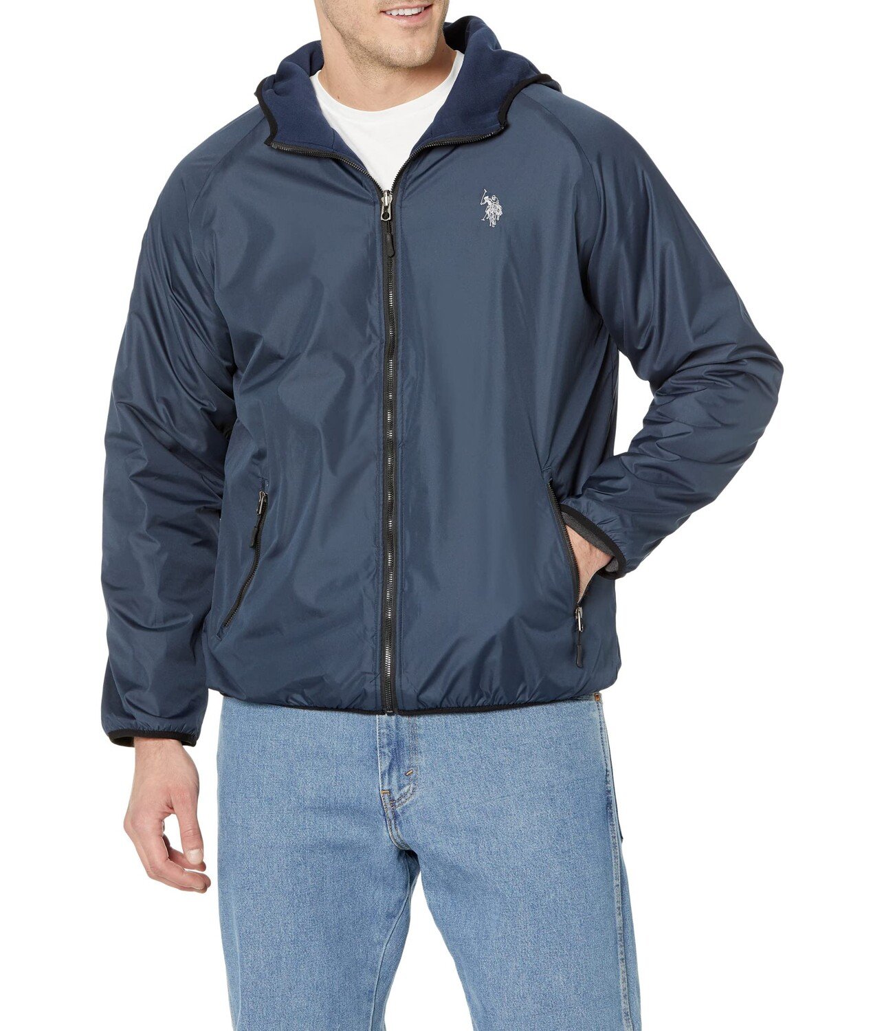 

Худи U.S. POLO ASSN., Big & Tall Reversible Fleece Hoodie, Серый