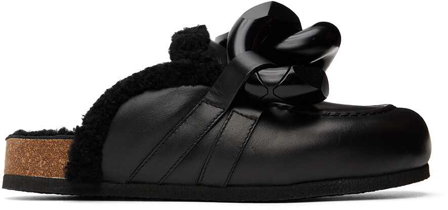 

Черные лоферы с цепочкой из овчины JW Anderson, Черный