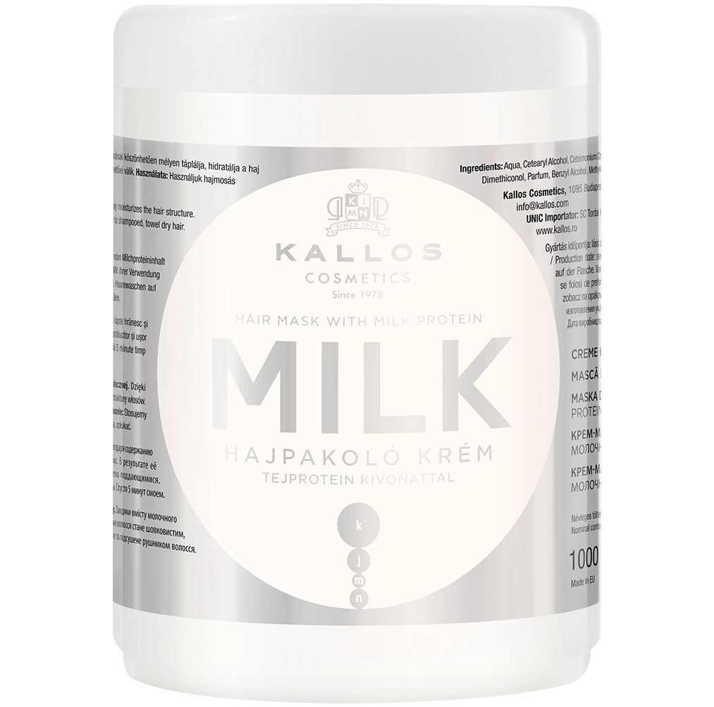 Kallos Milk питательная маска для волос, 1000 мл питательная маска для волос dikson promaster milk latte 1000 мл