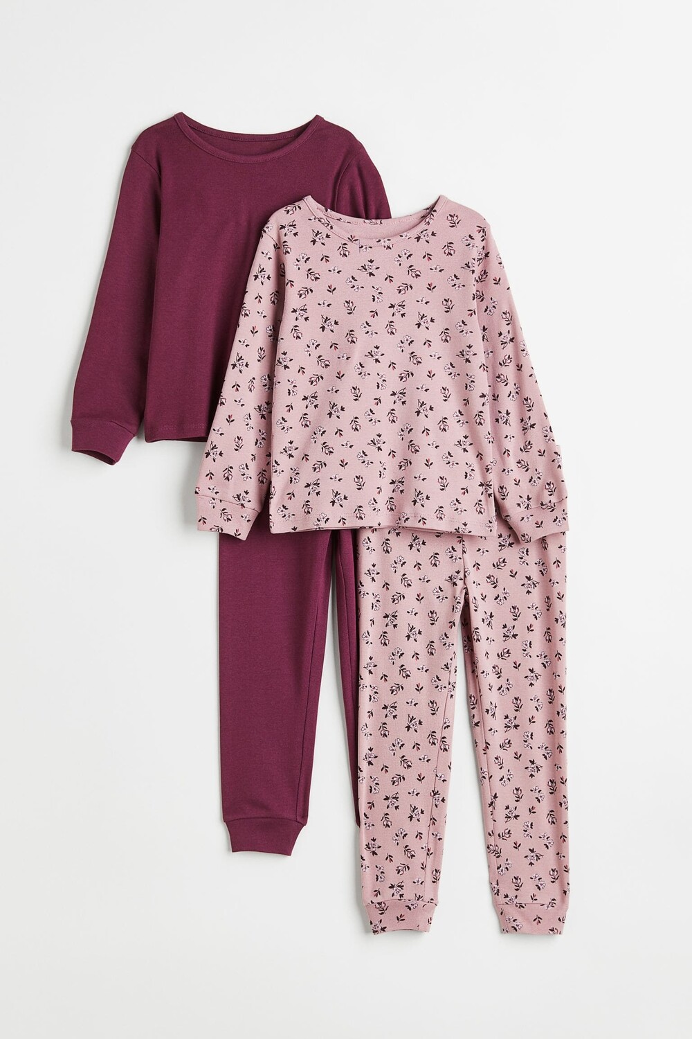 

Комплект из 2 пижам из джерси H&M Floral, бледно-розовый