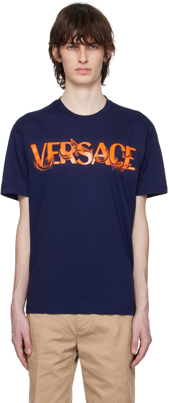 

Темно-синяя футболка Barocco Versace, Синий
