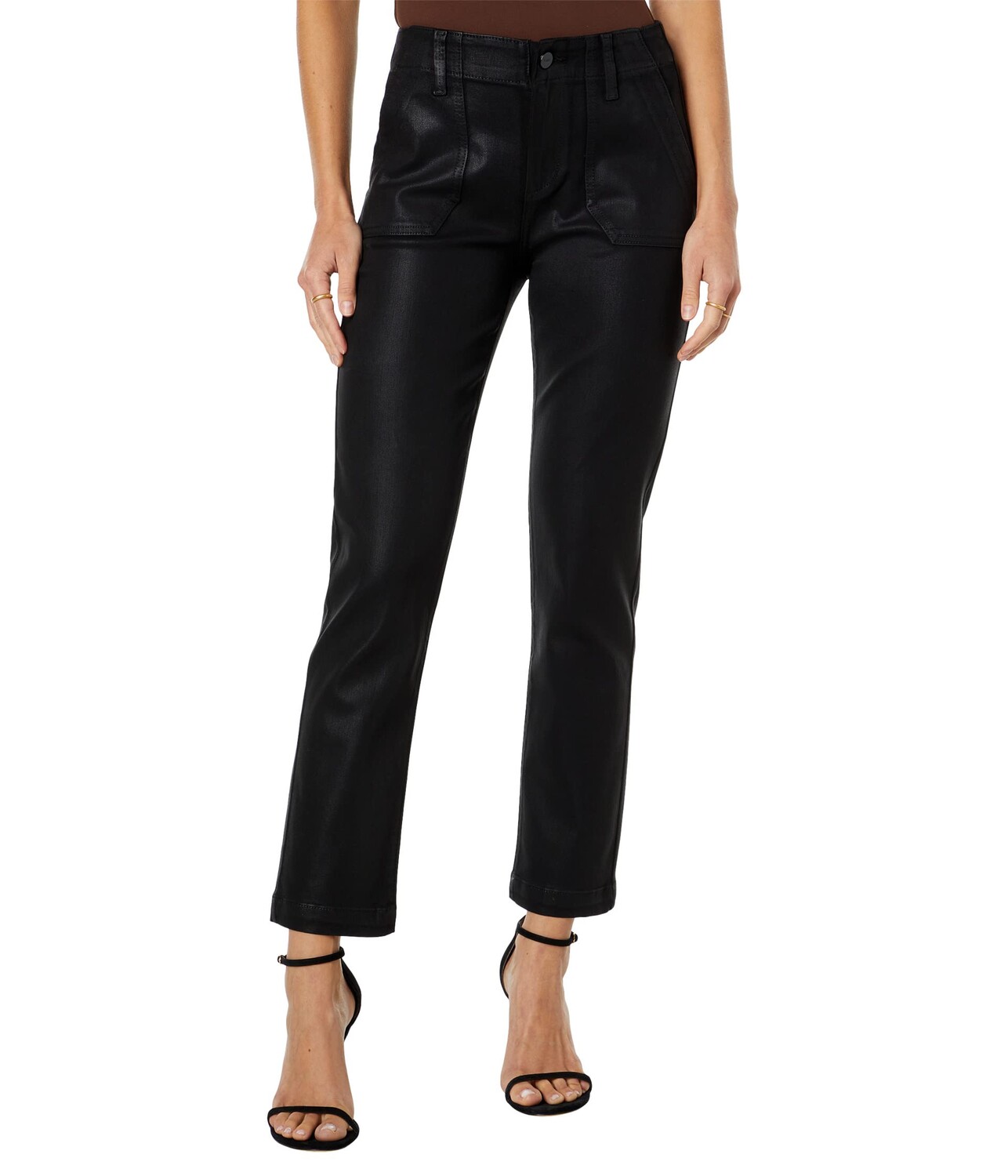

Джинсы Paige, Mayslie Straight Ankle in Black Fog Luxe Coating