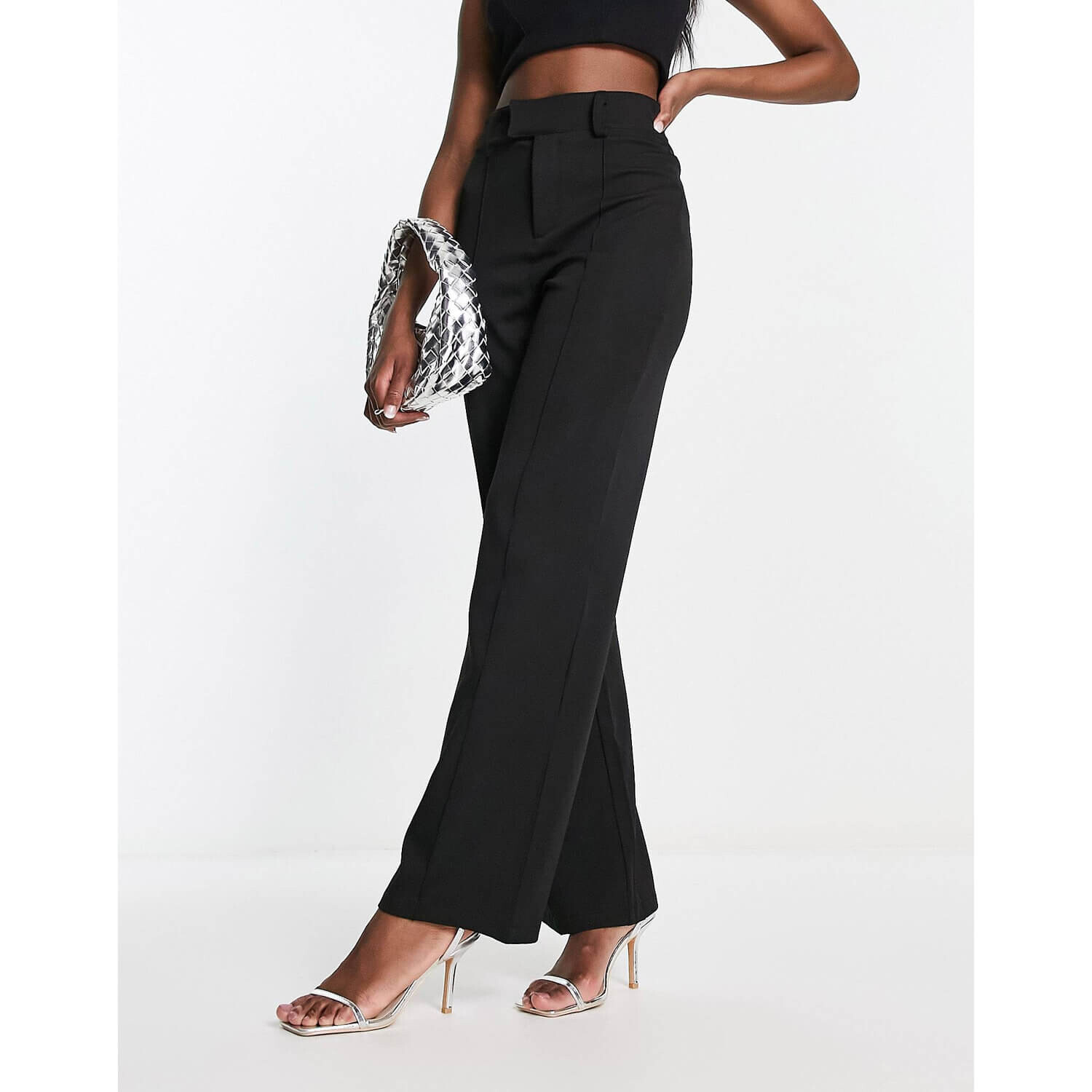 

Брюки Kaiia High Waisted Seam Detail Wide Leg, черный