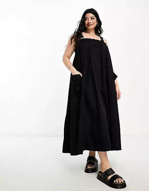 

Платье-миди на бретельках Asos Design, черный