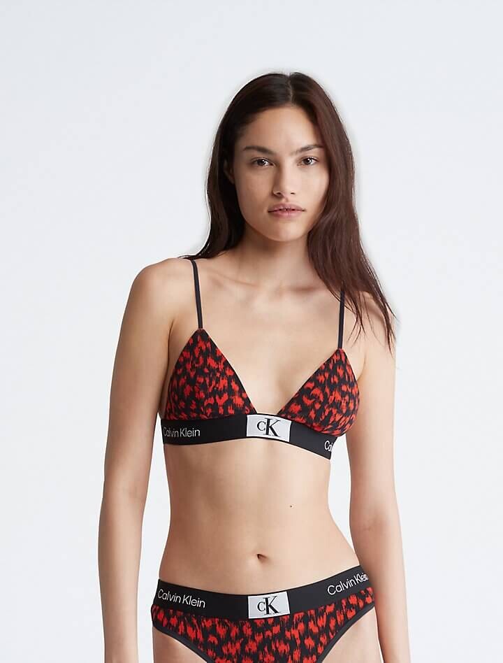 

Бюстгальтер без косточек Calvin Klein Leopard 1996 Triangle, черный/красный