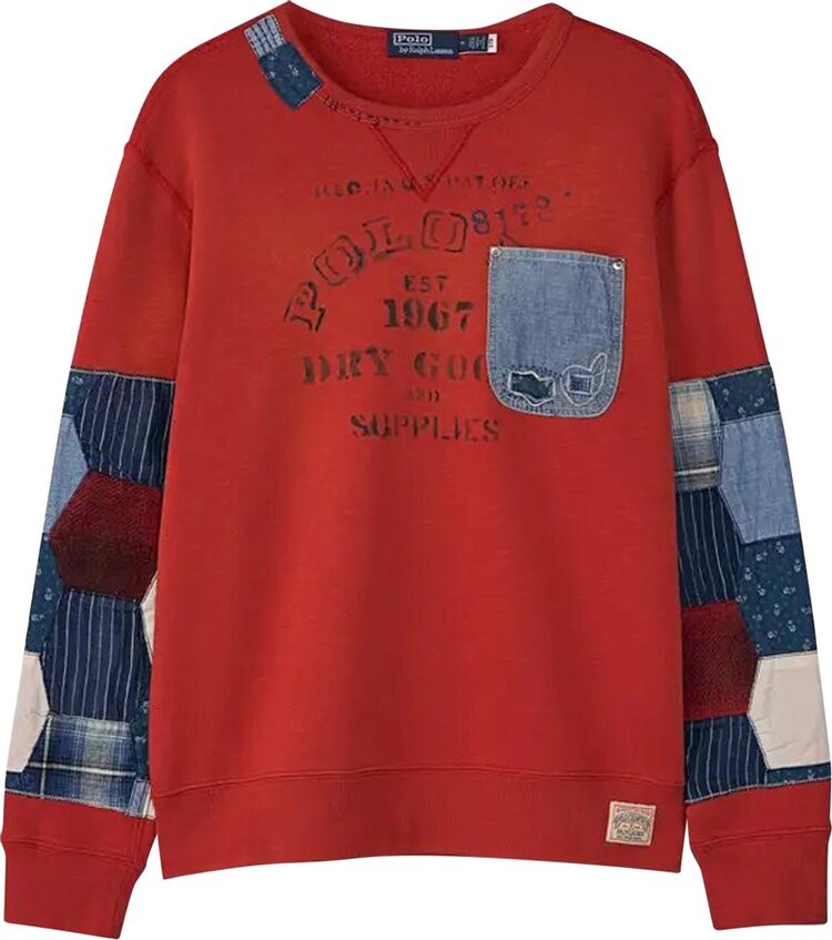 

Толстовка Polo Ralph Lauren Denim Patchwork Sweatshirt 'New Brick', красный