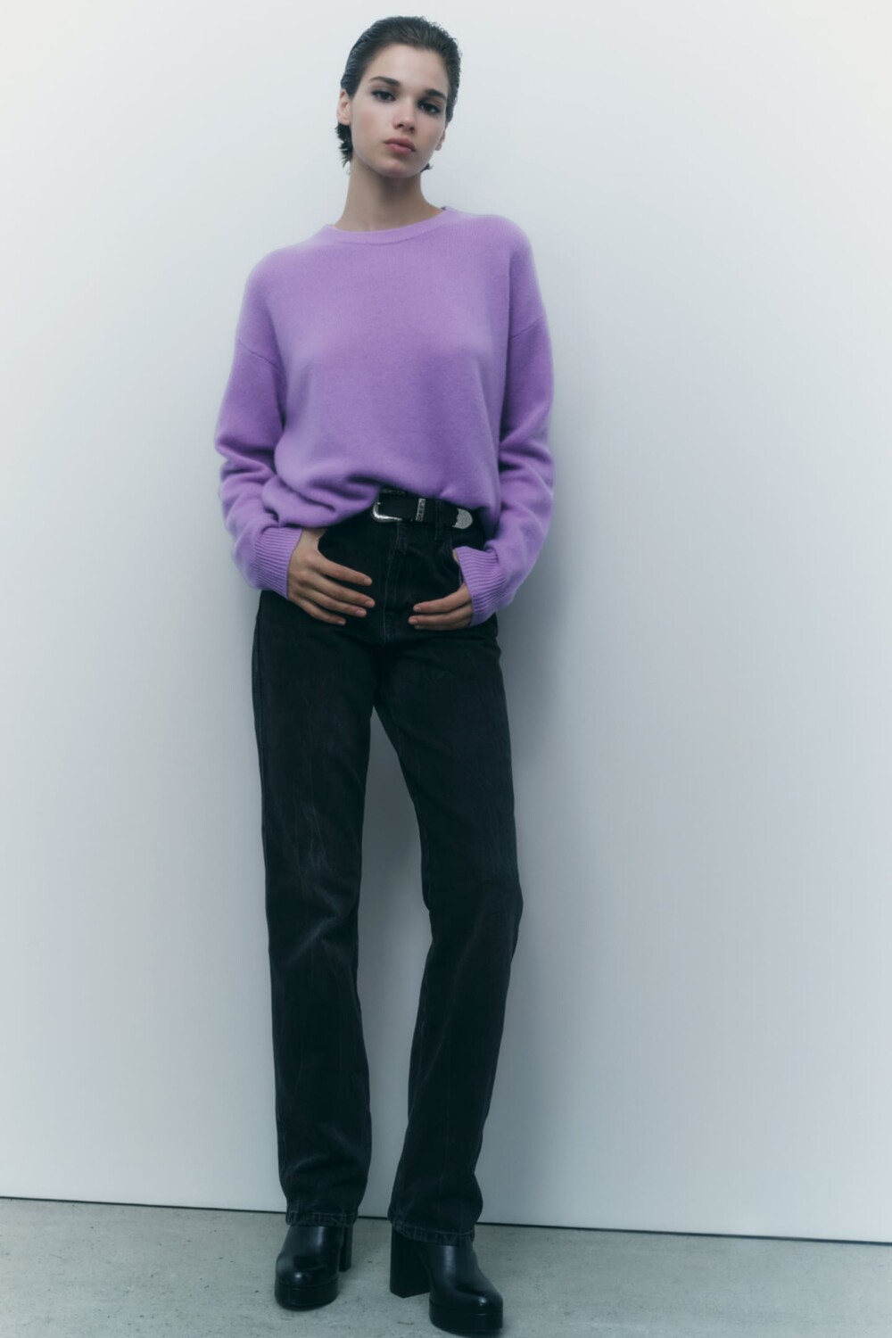 

Базовый свитер из 100% кашемира ZARA, светло-фиолетовый