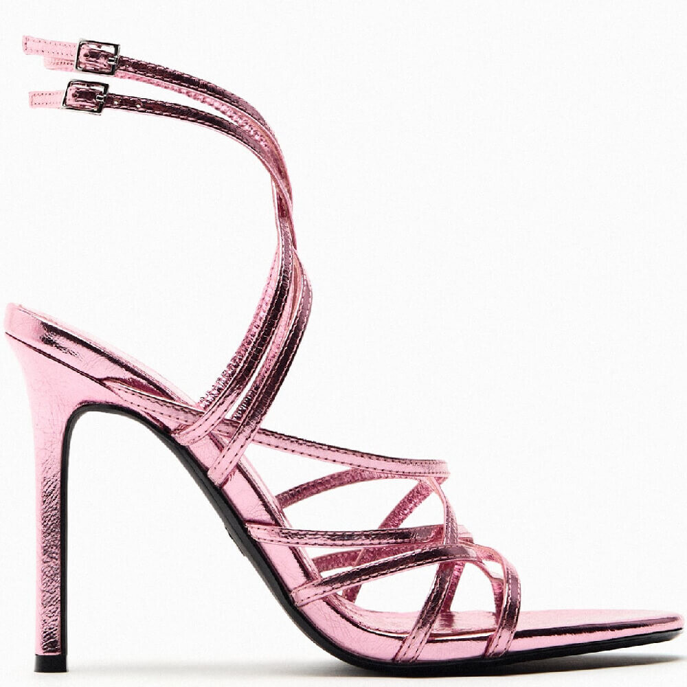 

Босоножки Zara Metallic Leather High-heel, лиловый