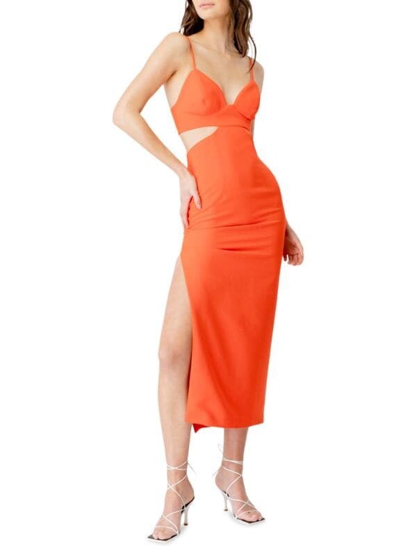 

Облегающее платье миди с вырезами Bardot Orange