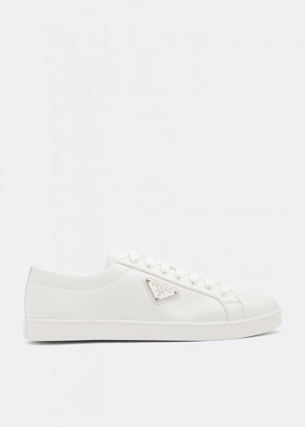

Кроссовки PRADA Brushed leather sneakers, белый