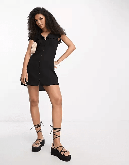 Платье мини Asos Design Tea, черный платье макси asos design knitted strappy v neck светло бежевый