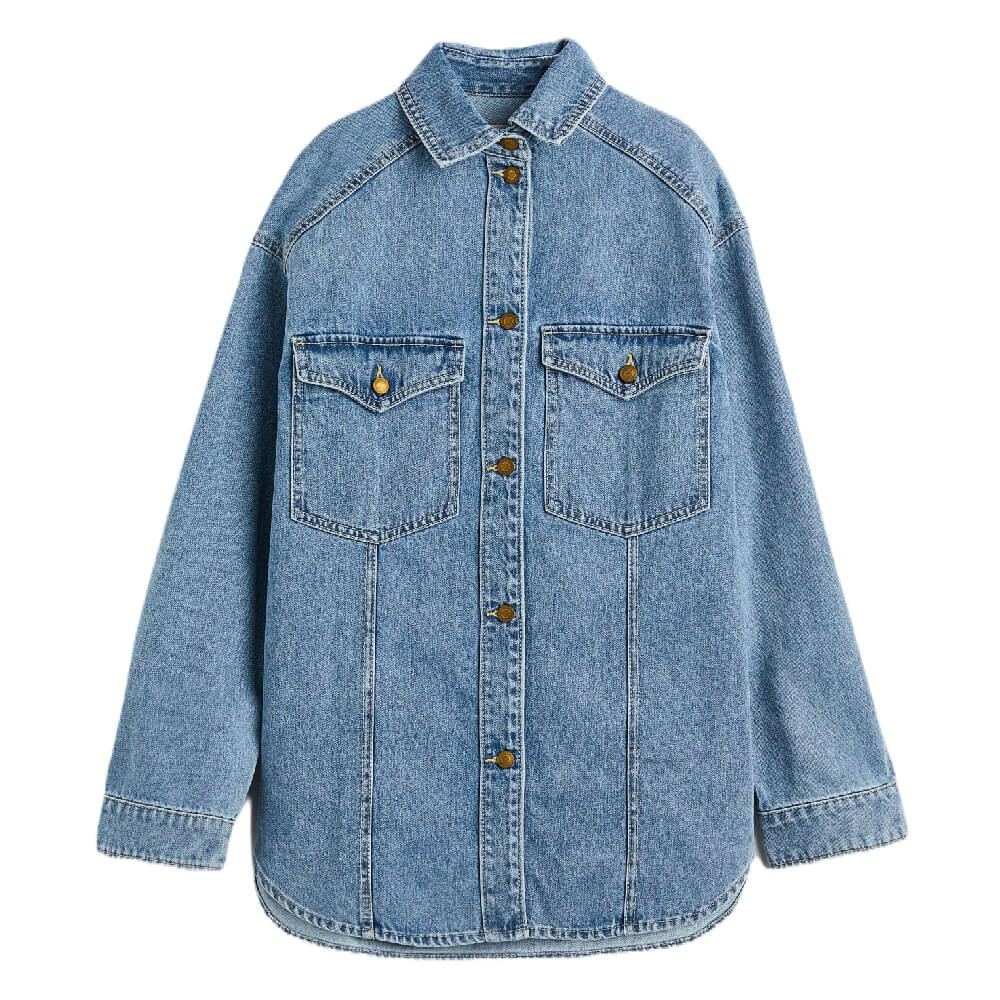 

Куртка-рубашка H&M Denim, светло-синий