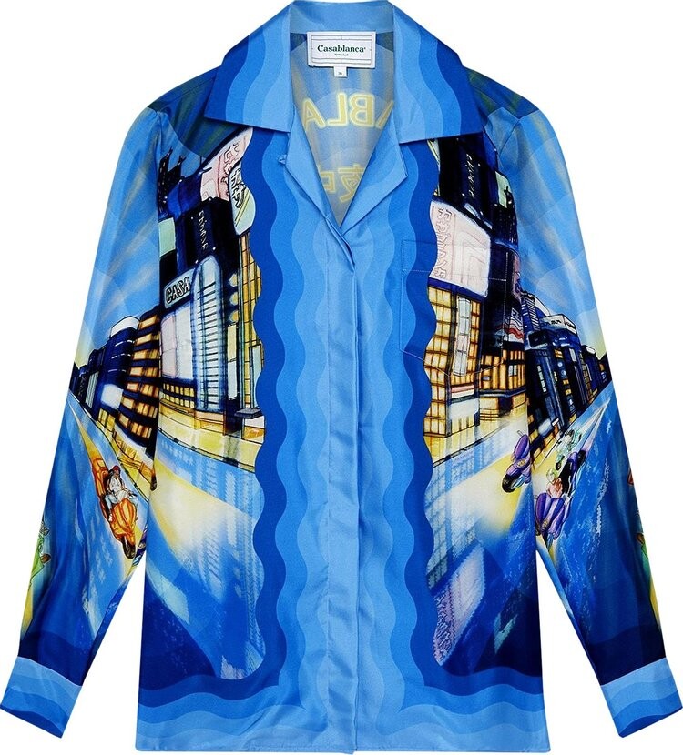 

Рубашка Casablanca Long-Sleeve Cuban Collar Shirt 'Tokyo Nights', разноцветный