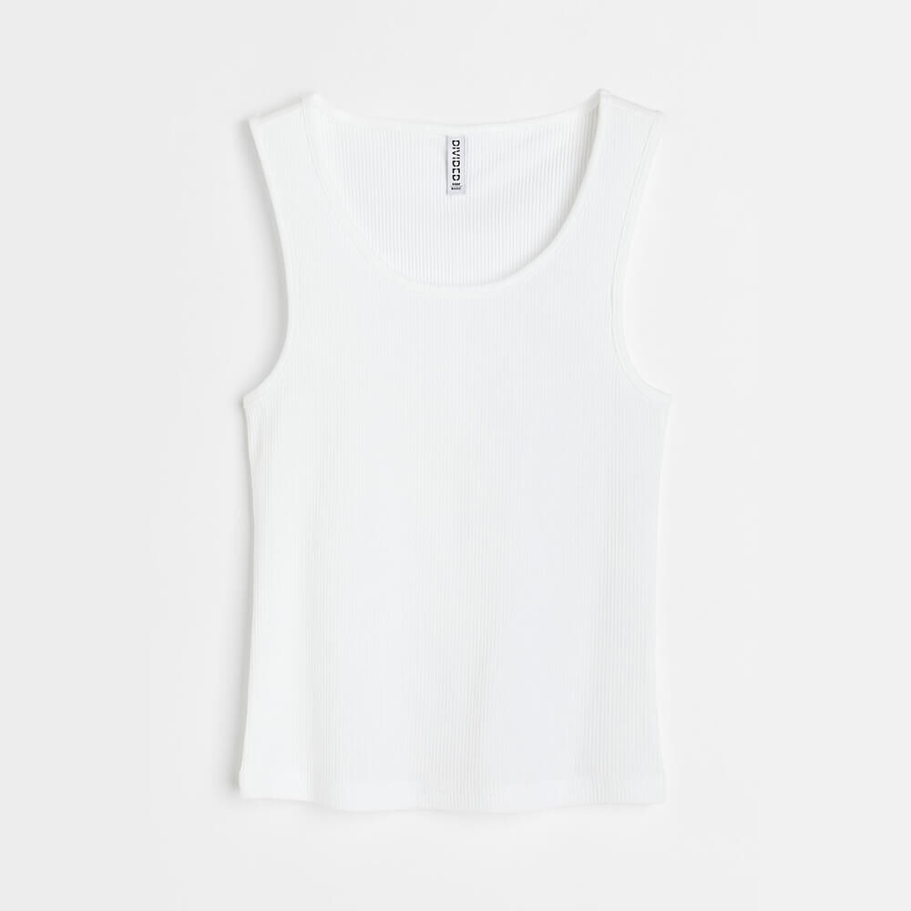 

Топ H&M Ribbed Cotton Tank, белый