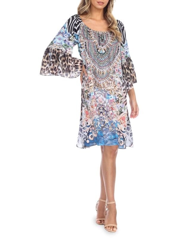 

Прикрытое платье с круглым вырезом и принтом La Moda Clothing Blue leopard
