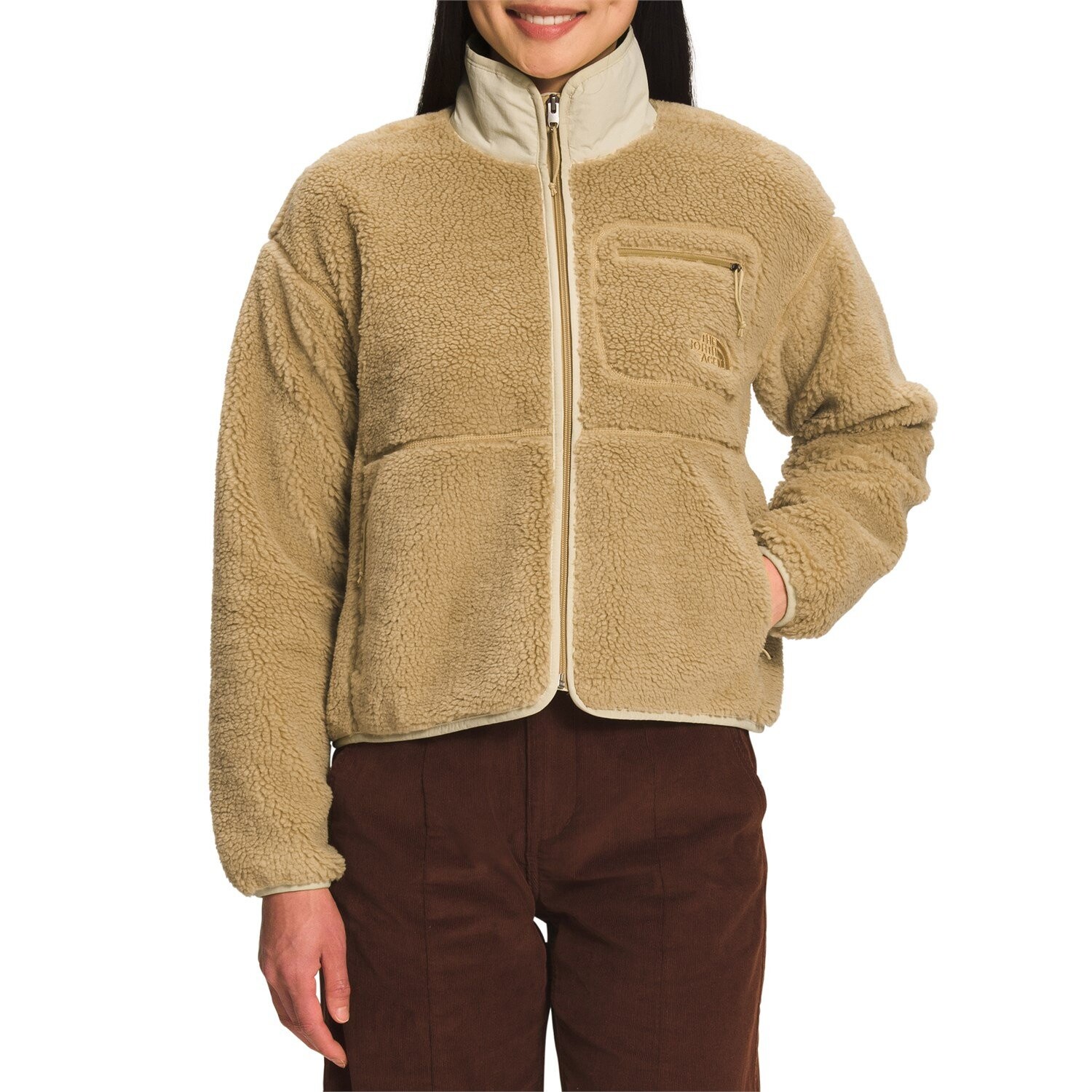 

Куртка на молнии The North Face с ворсом, темно-бежевый