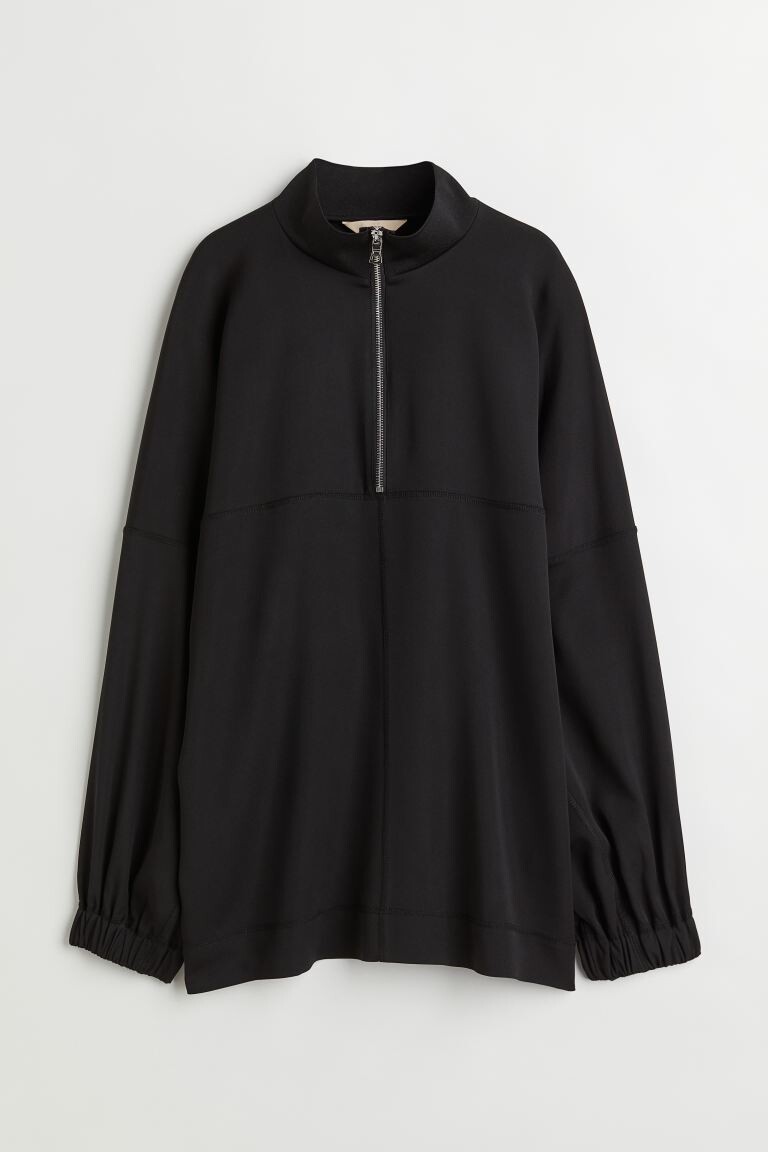 

Блузка оверсайз с оттенком шелка H&M, черный
