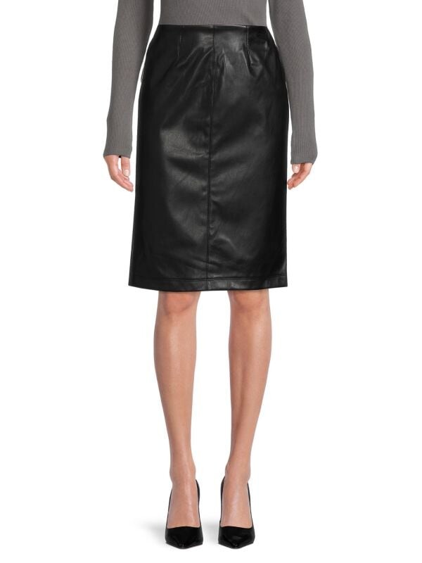 

Юбка - Карандаш Saks Fifth Avenue из веганской кожи, черный