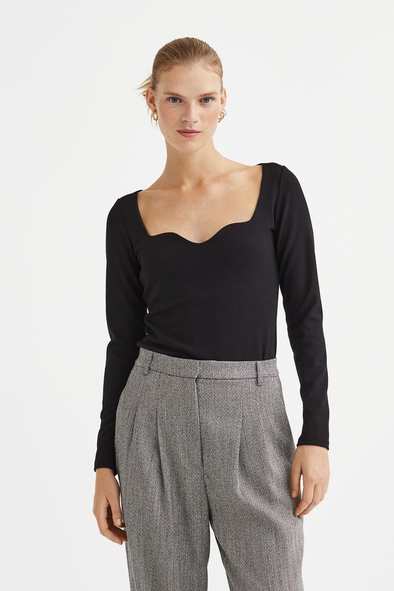 

Облегающий топ из джерси H&M, черный